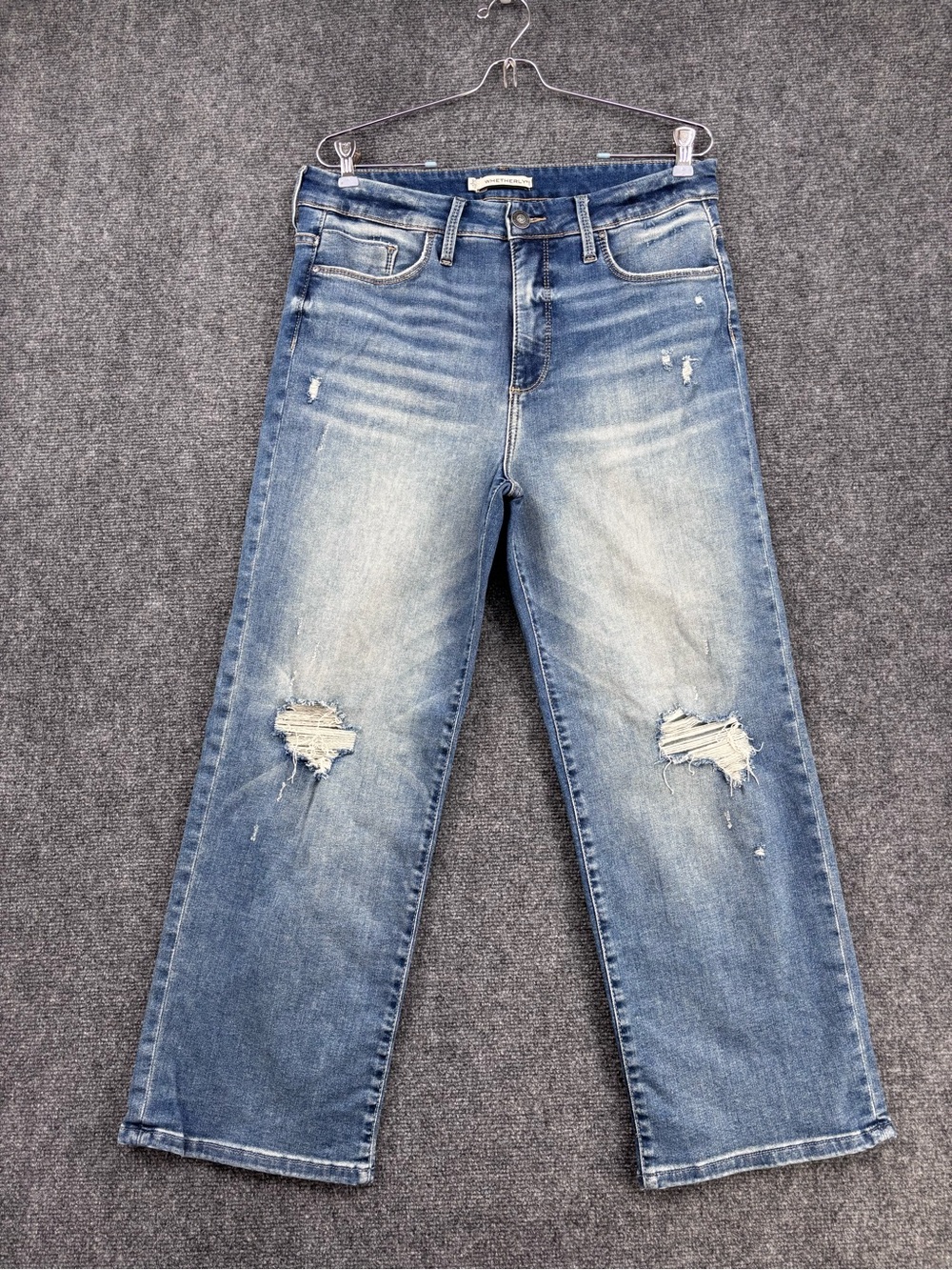 Whetherly James High Rise Straight Wide leg Distressed Jeans Women’s 12/31